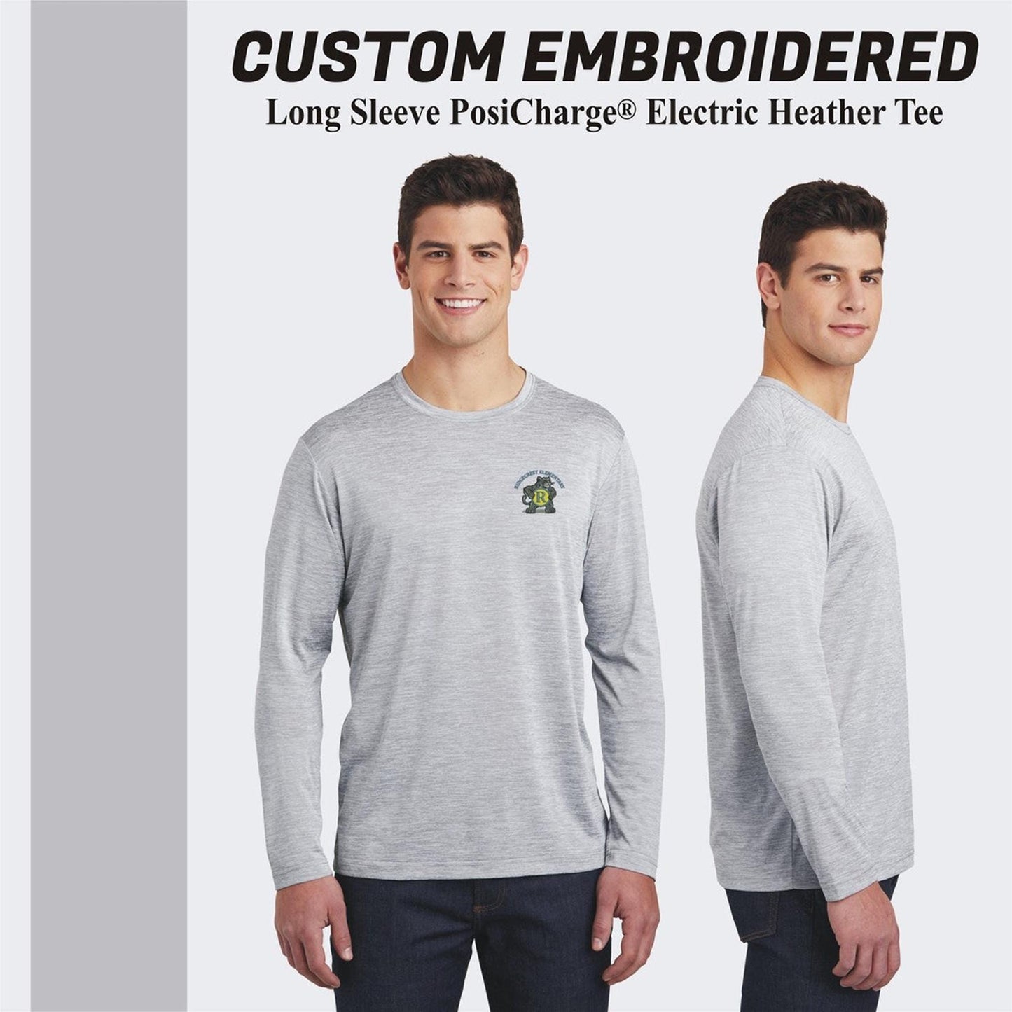 Sport-Tek® Long Sleeve PosiCharge® Custom Embroidered Electric Heather Tee. ST390LS