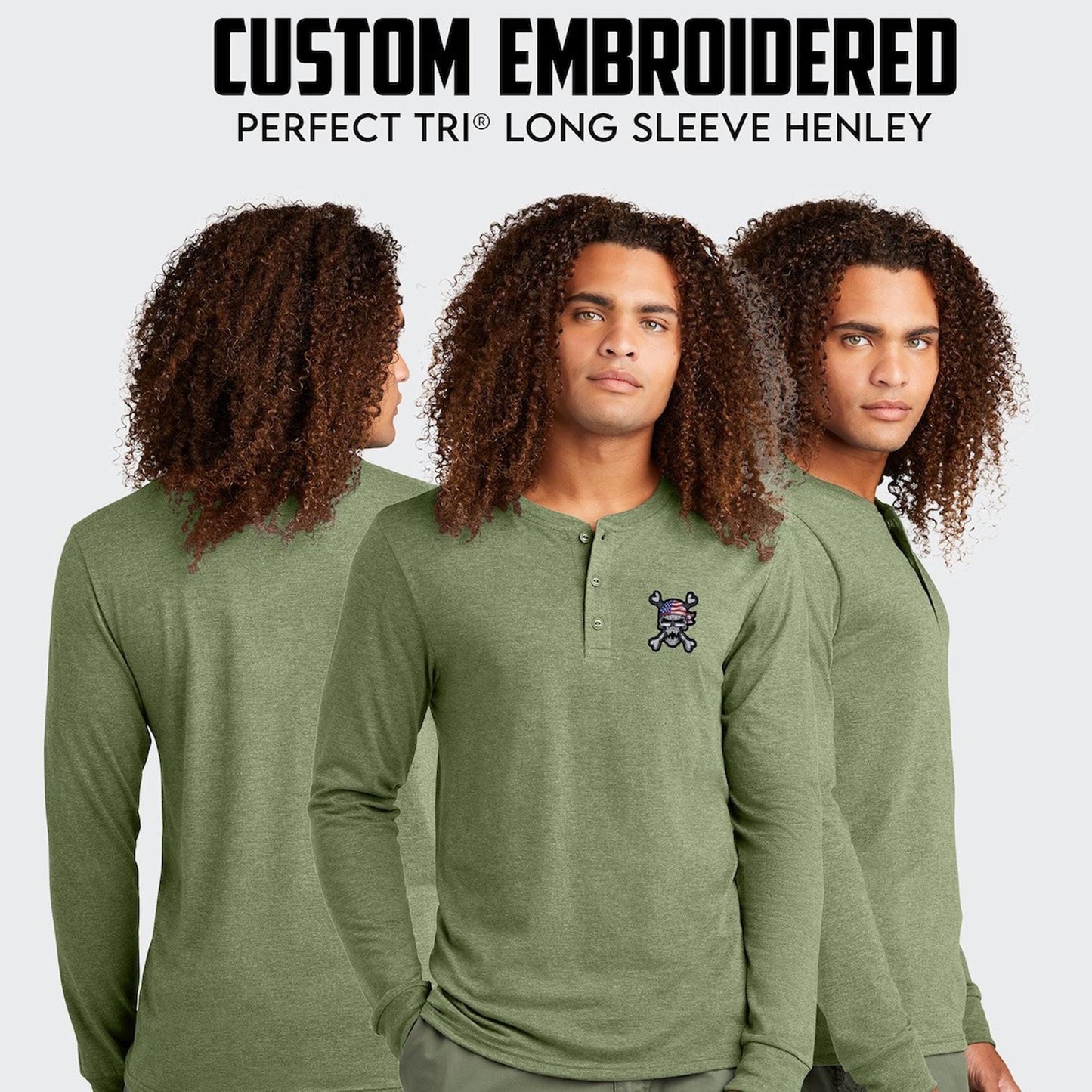 District® Perfect Tri® Custom Embbroidered Long Sleeve Henley T-Shirt - DT145