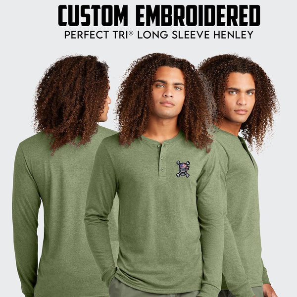 District® Perfect Tri® Custom Embbroidered Long Sleeve Henley T-Shirt - DT145