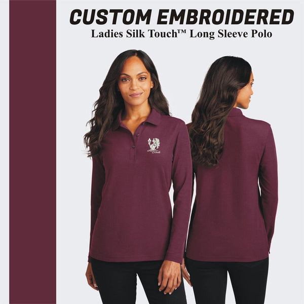 Port Authority® Custom Embroidered Women's Silk Touch™ Long Sleeve Polo - L500LS