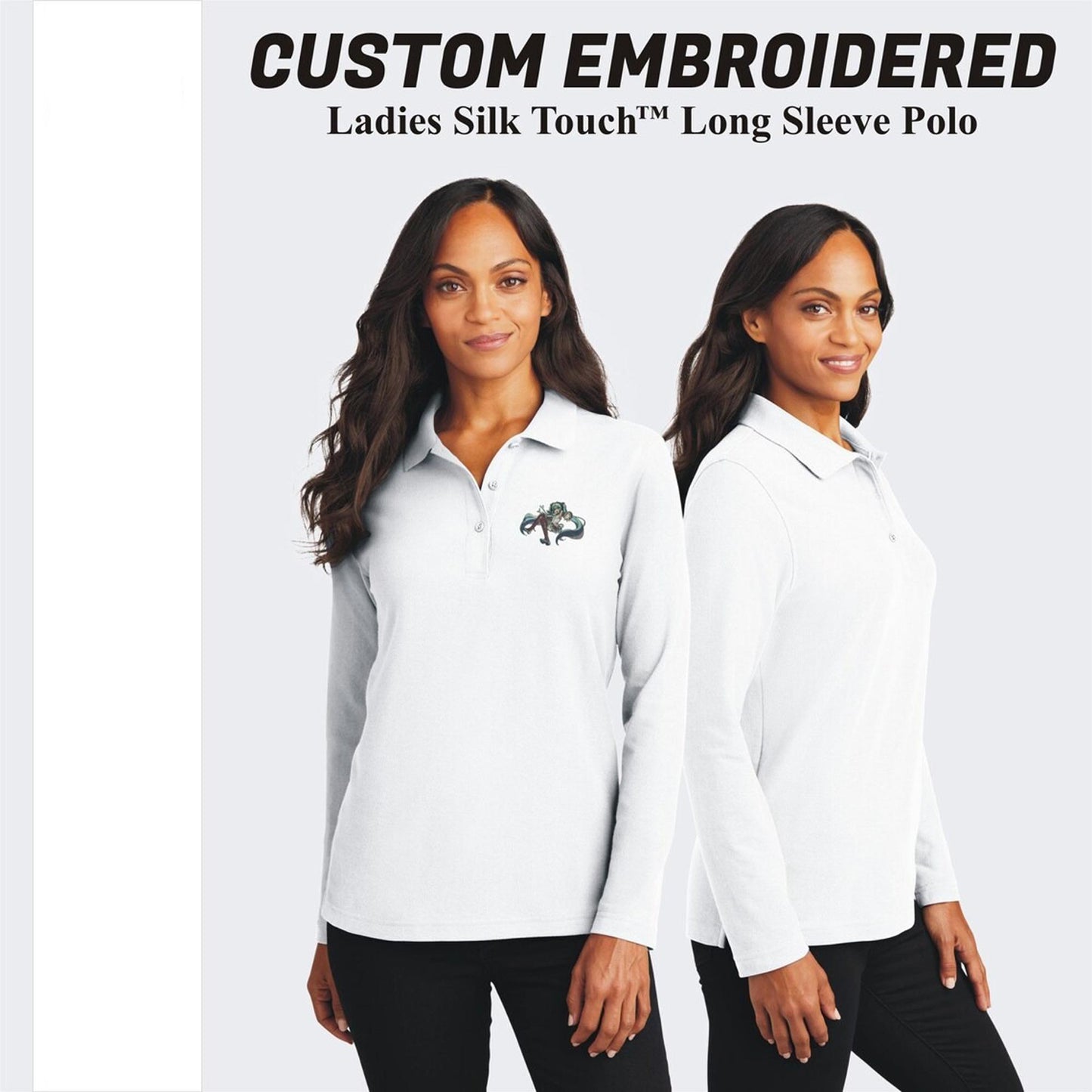 Port Authority® Custom Embroidered Women's Silk Touch™ Long Sleeve Polo - L500LS