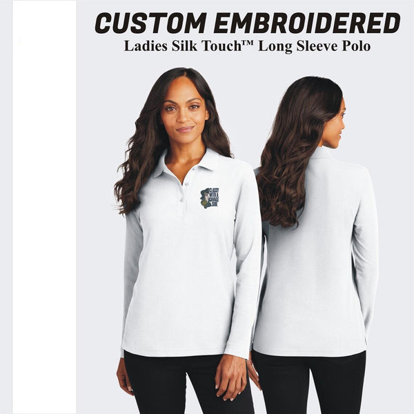Port Authority® Custom Embroidered Women's Silk Touch™ Long Sleeve Polo - L500LS
