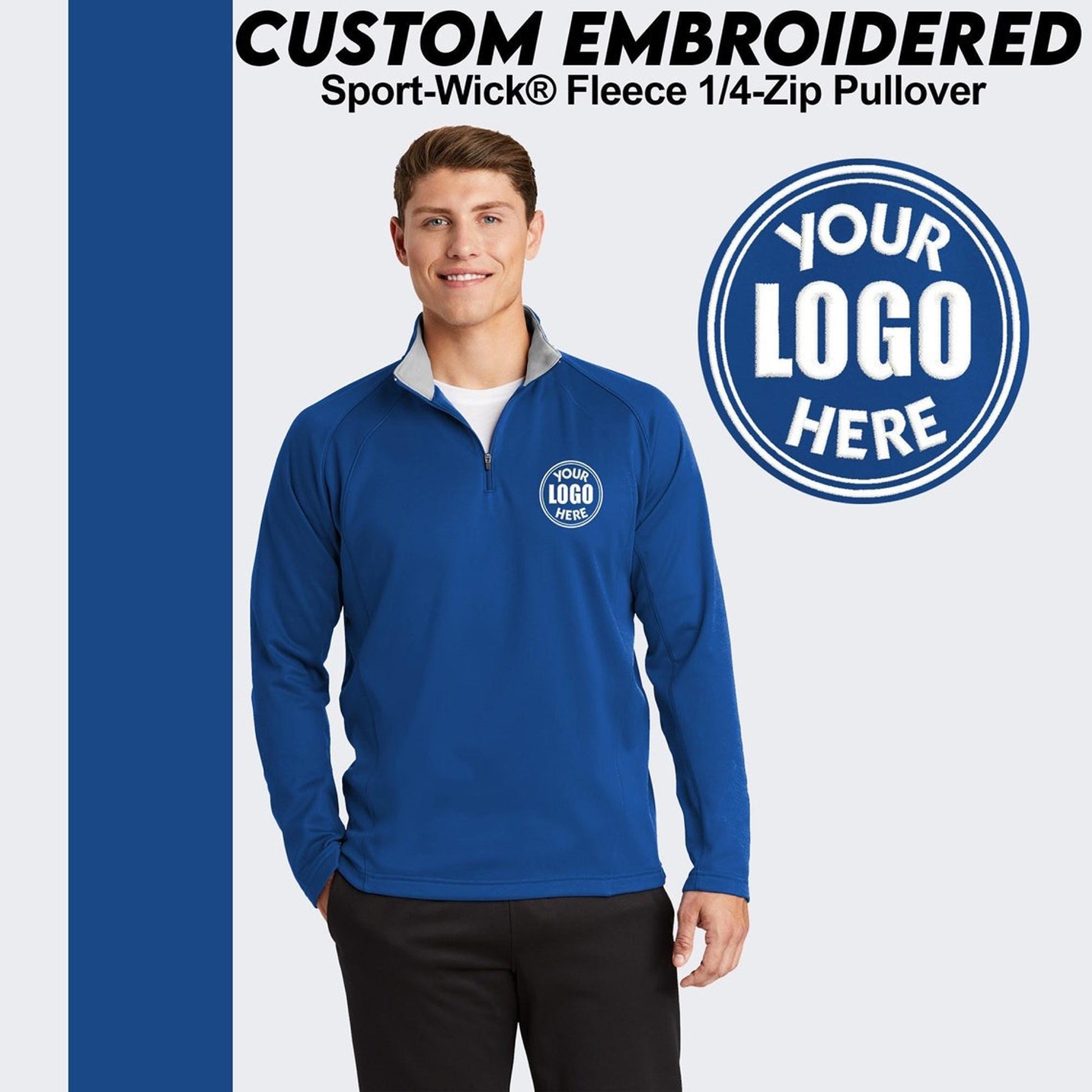 Sport-Tek® Sport-Wick® Custom Embroidered Fleece 1/4-Zip Pullover (F243)