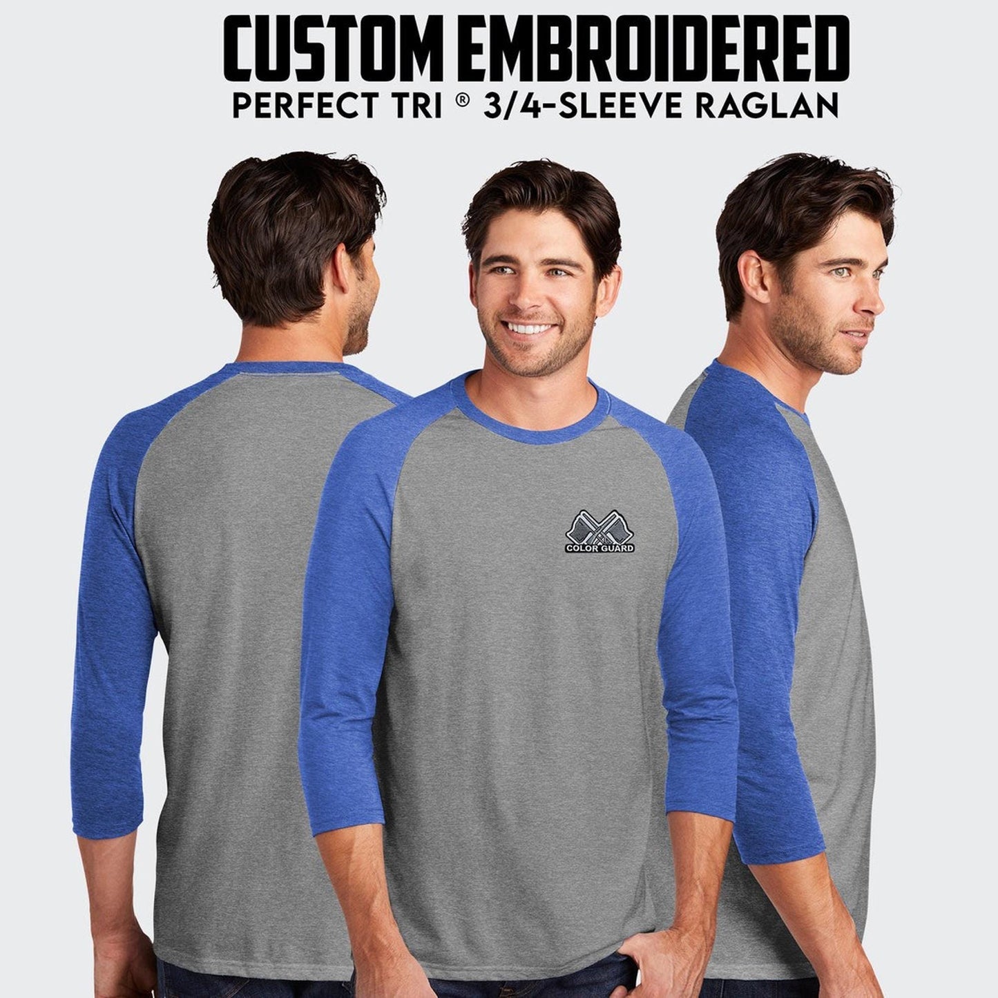District® Perfect Tri® Custom Embroidered 3/4-Sleeve Raglan - DM136