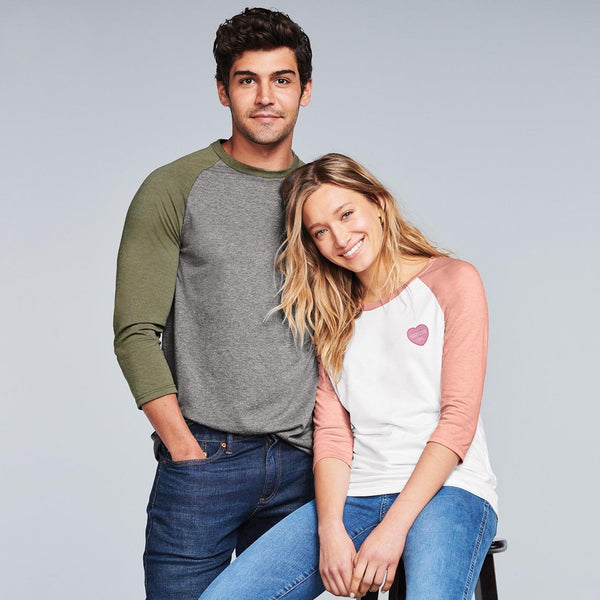 District® Perfect Tri® Custom Embroidered 3/4-Sleeve Raglan - DM136