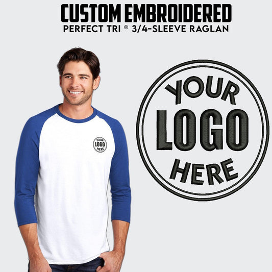 District® Perfect Tri® Custom Embroidered 3/4-Sleeve Raglan - DM136