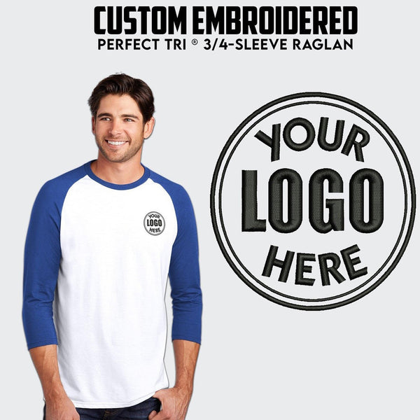 District® Perfect Tri® Custom Embroidered 3/4-Sleeve Raglan - DM136