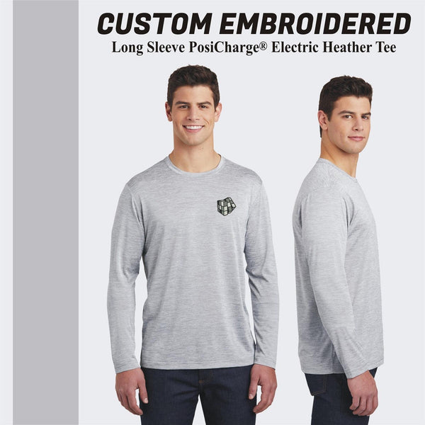 Sport-Tek® Long Sleeve PosiCharge® Custom Embroidered Electric Heather Tee. ST390LS