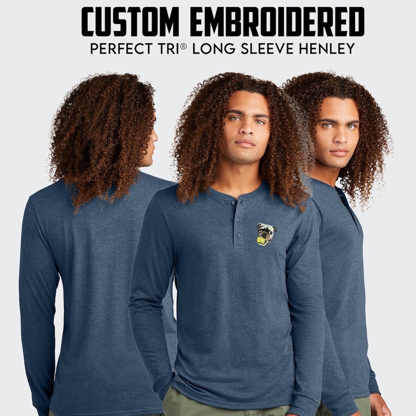 District® Perfect Tri® Custom Embbroidered Long Sleeve Henley T-Shirt - DT145
