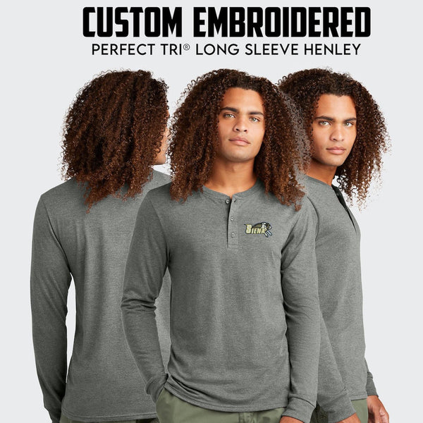 District® Perfect Tri® Custom Embbroidered Long Sleeve Henley T-Shirt - DT145