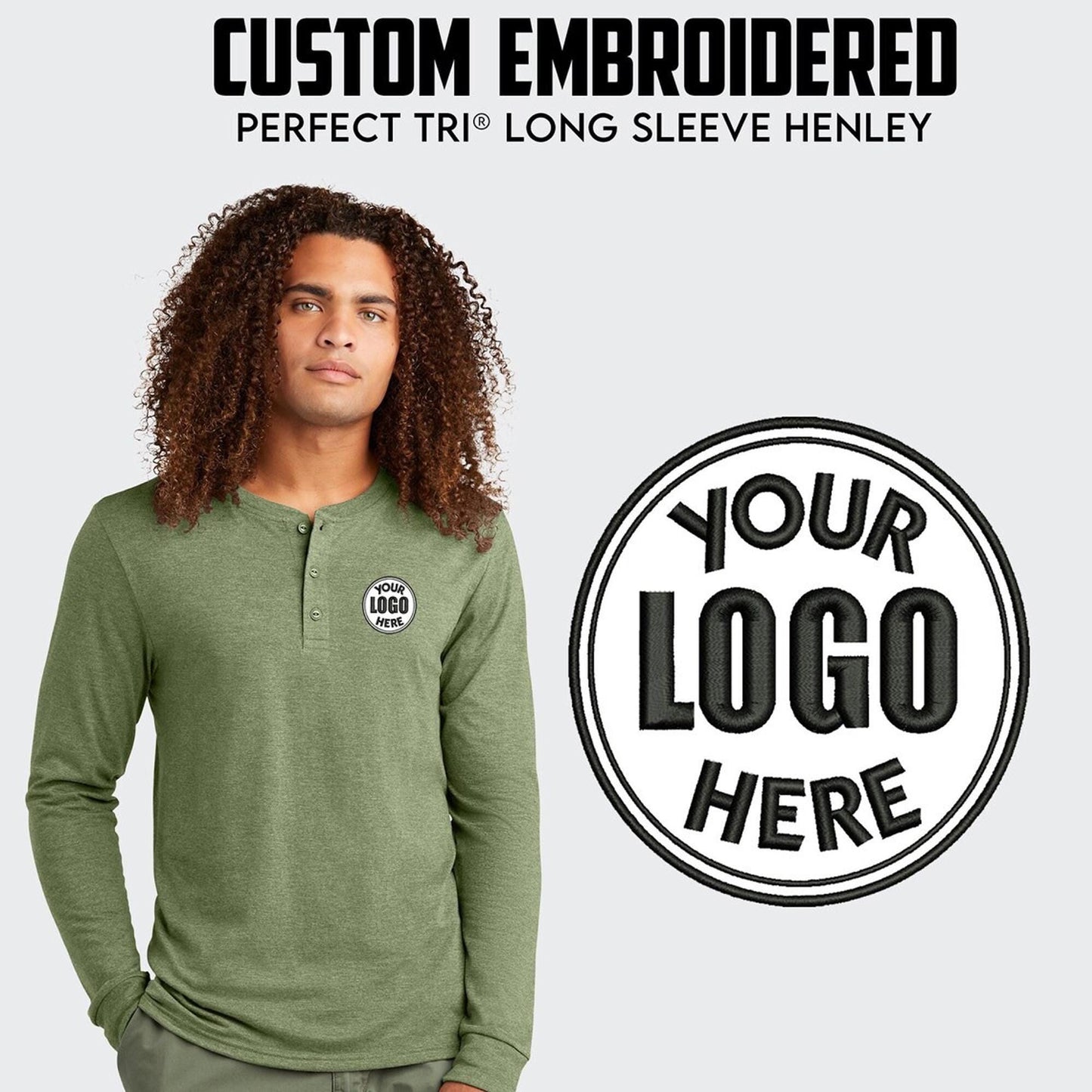District® Perfect Tri® Custom Embbroidered Long Sleeve Henley T-Shirt - DT145