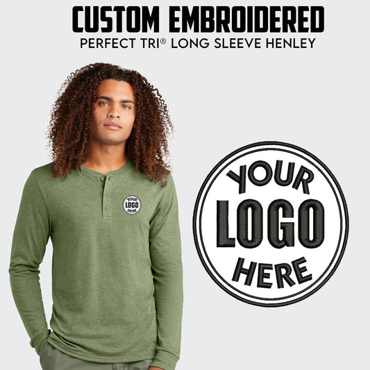 District® Perfect Tri® Custom Embbroidered Long Sleeve Henley T-Shirt - DT145