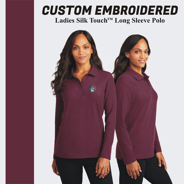 Port Authority® Custom Embroidered Women's Silk Touch™ Long Sleeve Polo - L500LS