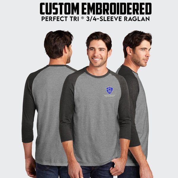District® Perfect Tri® Custom Embroidered 3/4-Sleeve Raglan - DM136