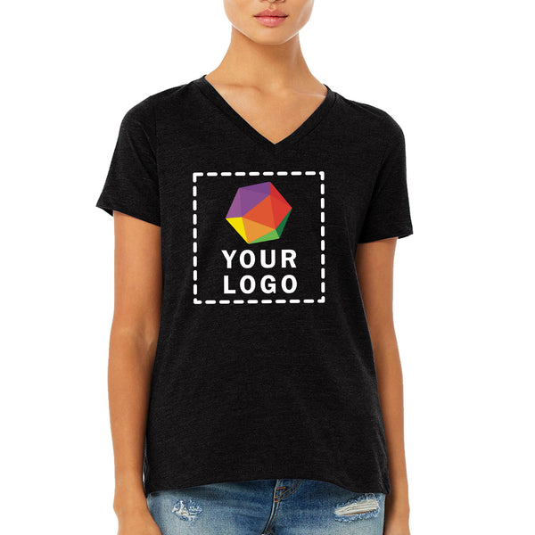 Bella + Canvas Custom Printed Ladies Relaxed Heather CVC Jersey V-Neck T-Shirt - 6405CVC