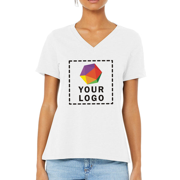 Bella + Canvas Custom Printed Ladies Relaxed Heather CVC Jersey V-Neck T-Shirt - 6405CVC